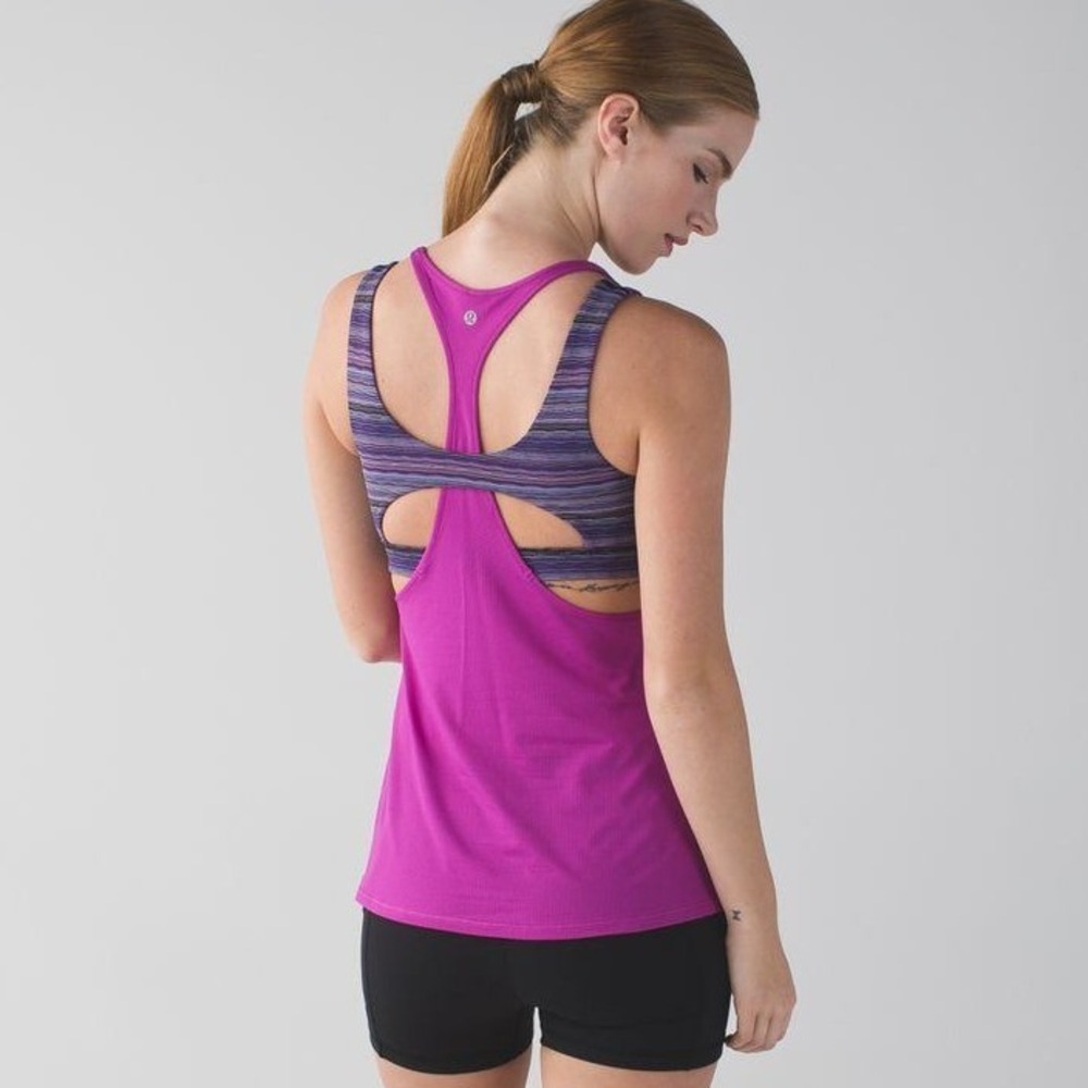 Lululemon‎ All Sport Support Tank Top Size 4 Violet Space Dye Yoga Workout Gym